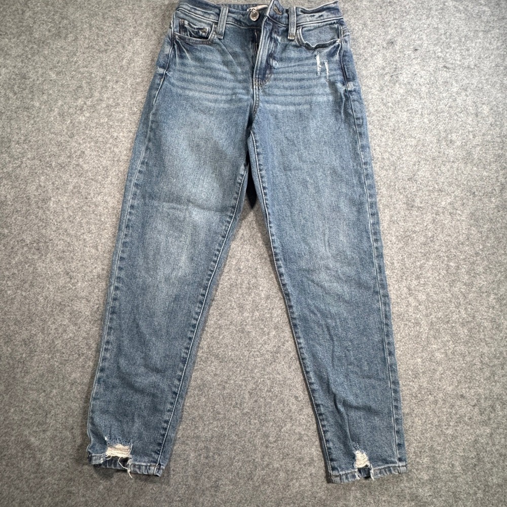 SO Goods For Life High‎ Rise Mom Jeans Medium Wash Distressed Hems Size 0 24W